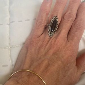 Sterling silver and onyx stone ring